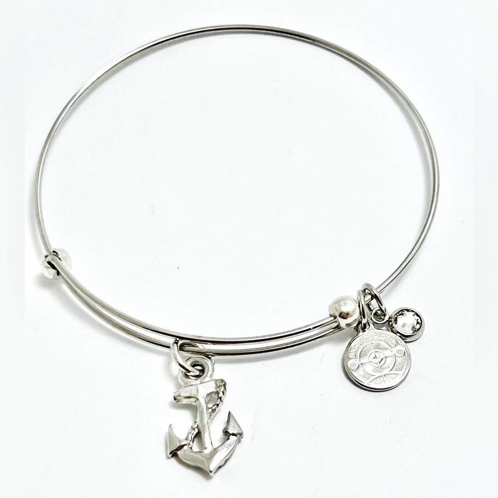 Alex and Ani Halos and Glories “Anchor”Expandable Charm Bracelet with Crystal.